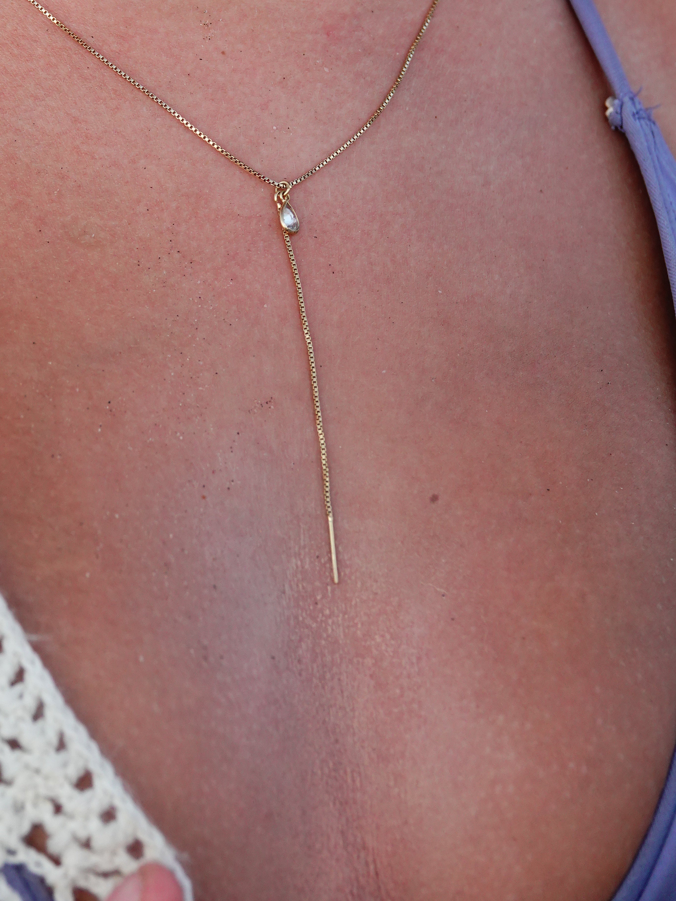 lariat gold waterproof necklace