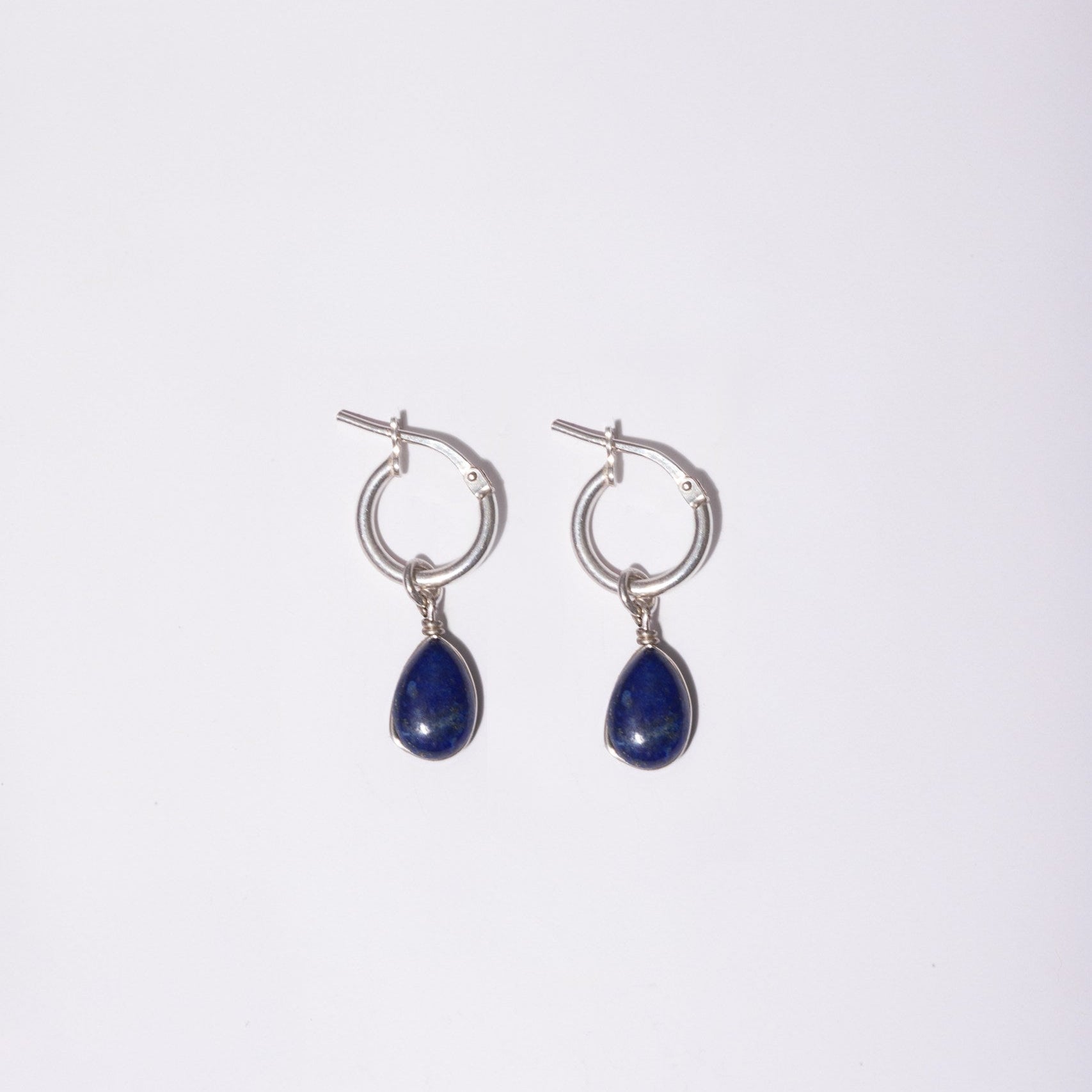Lapis Lazuli Waterfall Earrings Handmade 925 Sterling Silver 3-in-1 Hoop Waterproof – Wavypopoyo