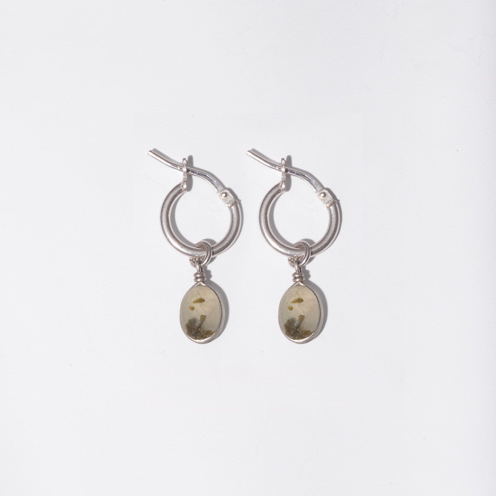Natural Prehnite Gemstone Drop Earrings Sterling Silver Soothing Green Stone – Wavypopoyo