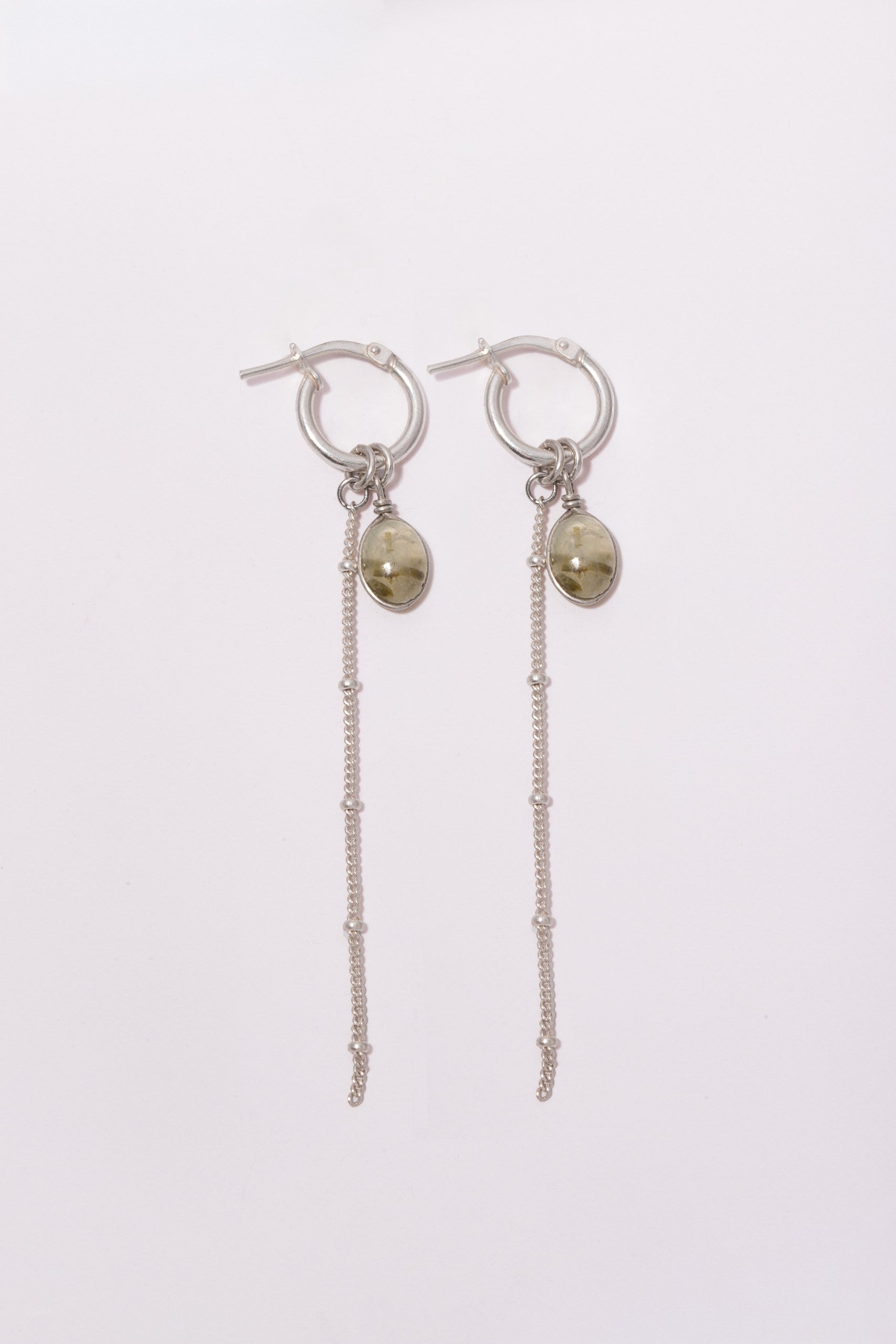 Prehnite Waterfall Earrings Handmade 925 Sterling Silver 3-in-1 Hoop Waterproof – Wavypopoyo