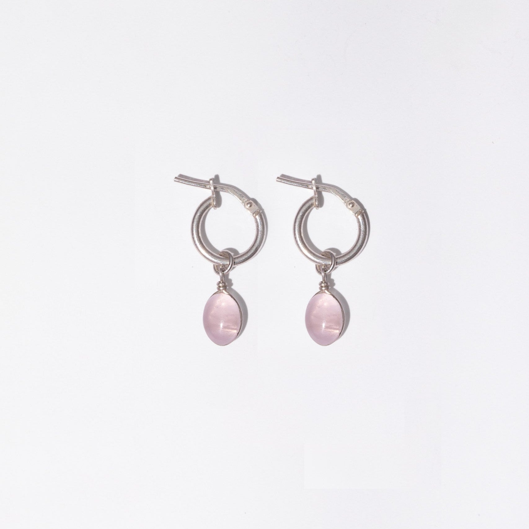 Rose Quartz Waterfall Earrings Handmade 925 Sterling Silver 3-in-1 Hoop Waterproof – Wavypopoyo