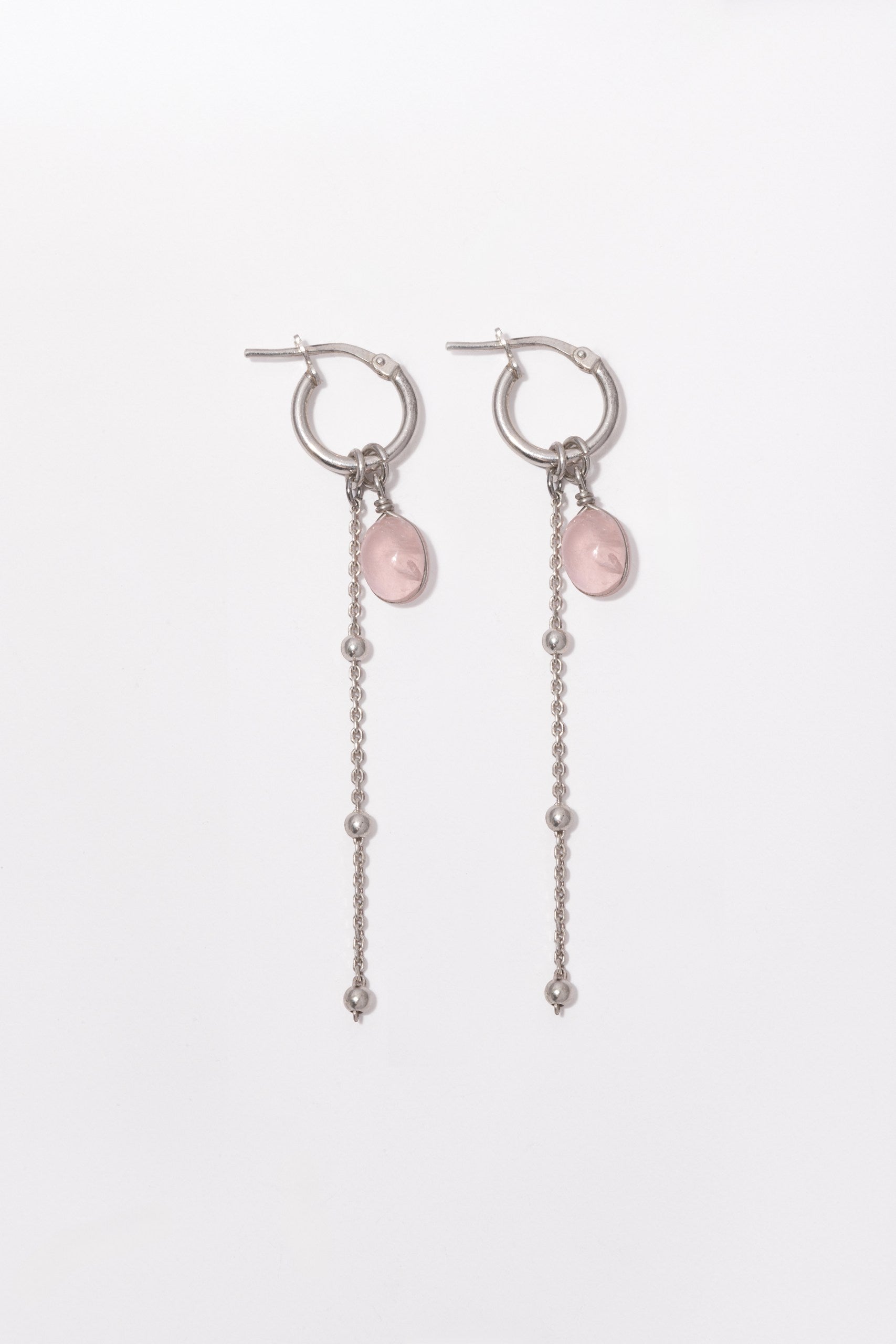 Waterproof 3-in-1 Rose Quartz Waterfall Earrings Handmade 925 Sterling Silver Boho Jewelry – Wavypopoyo