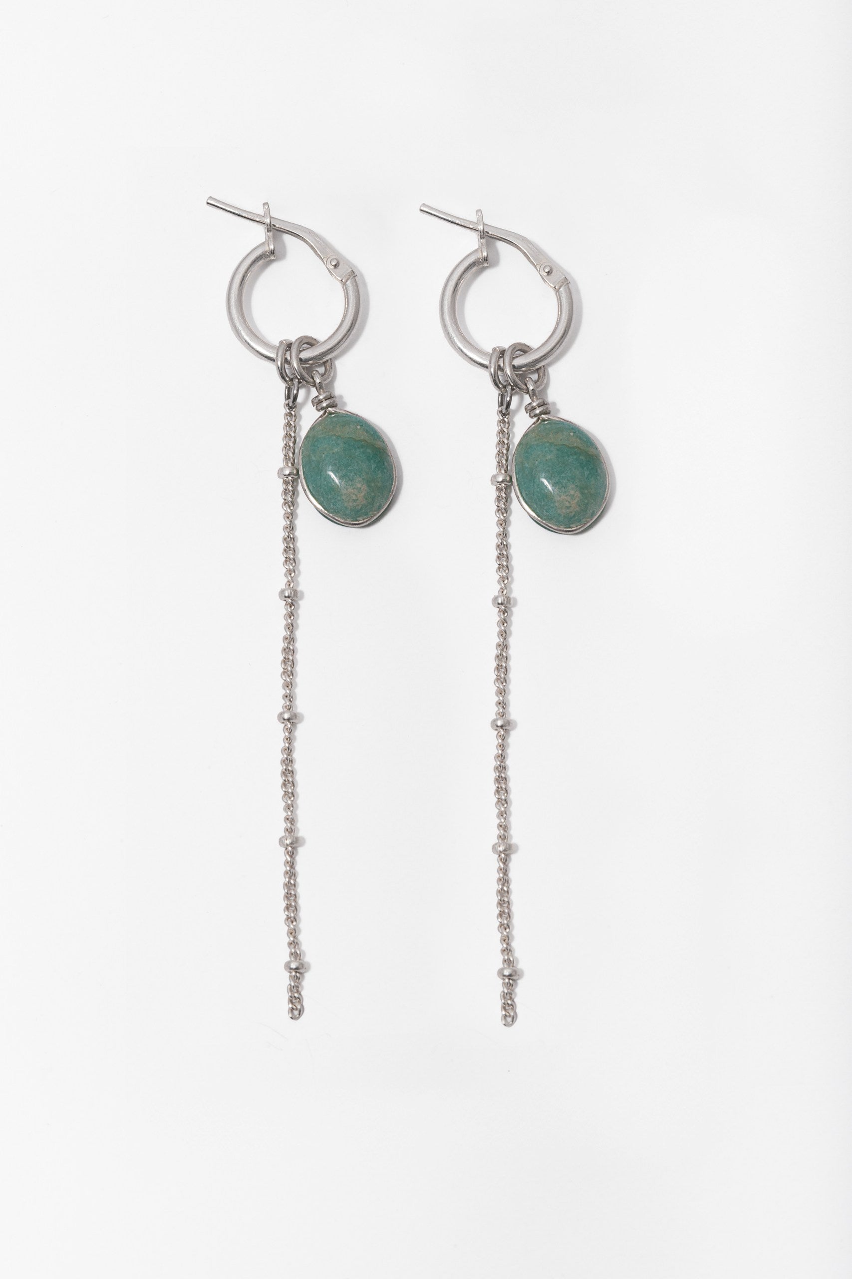 Waterproof Amazonite Sterling Silver Falling Earrings 3 In 1 Hoop Earrings