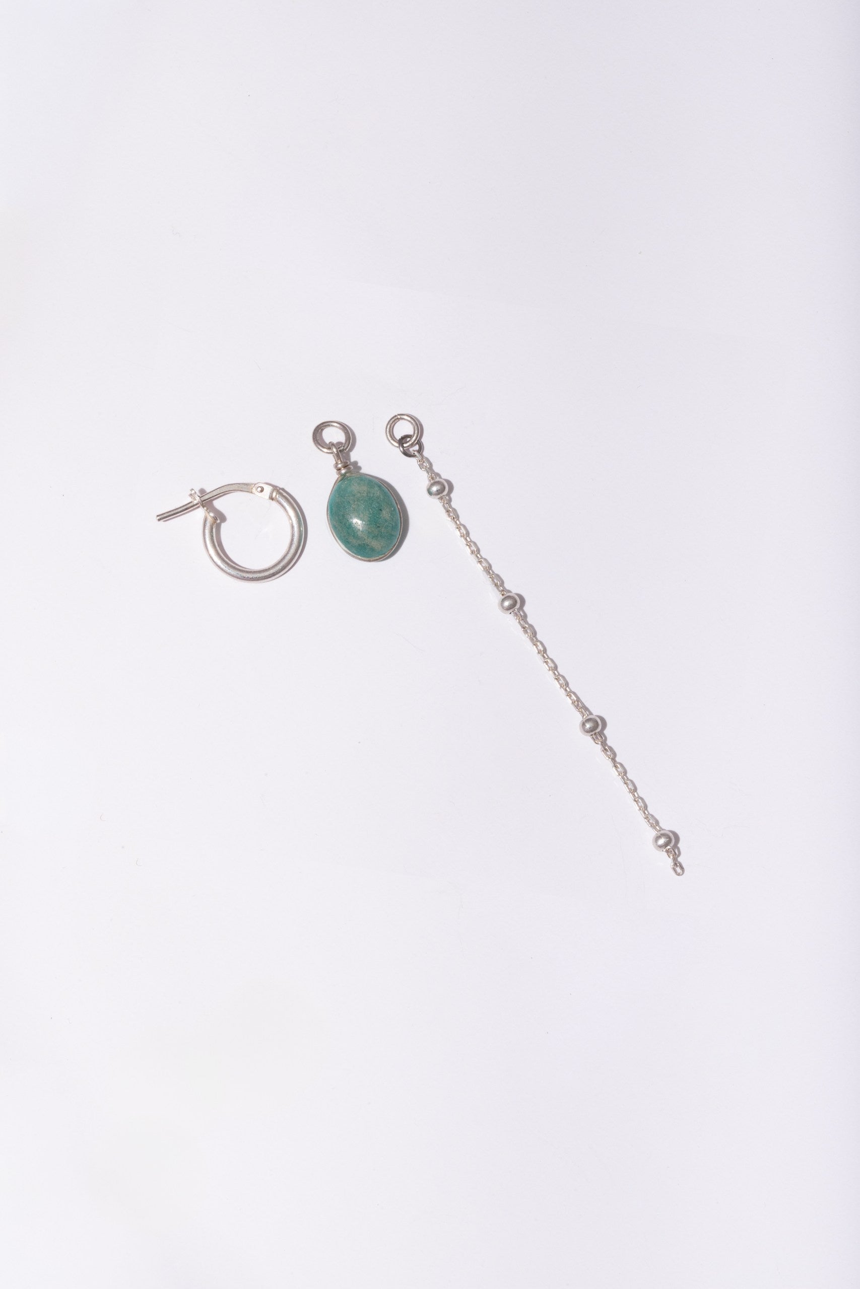 Waterproof Amazonite Sterling Silver Hoop Earrings 3 In 1