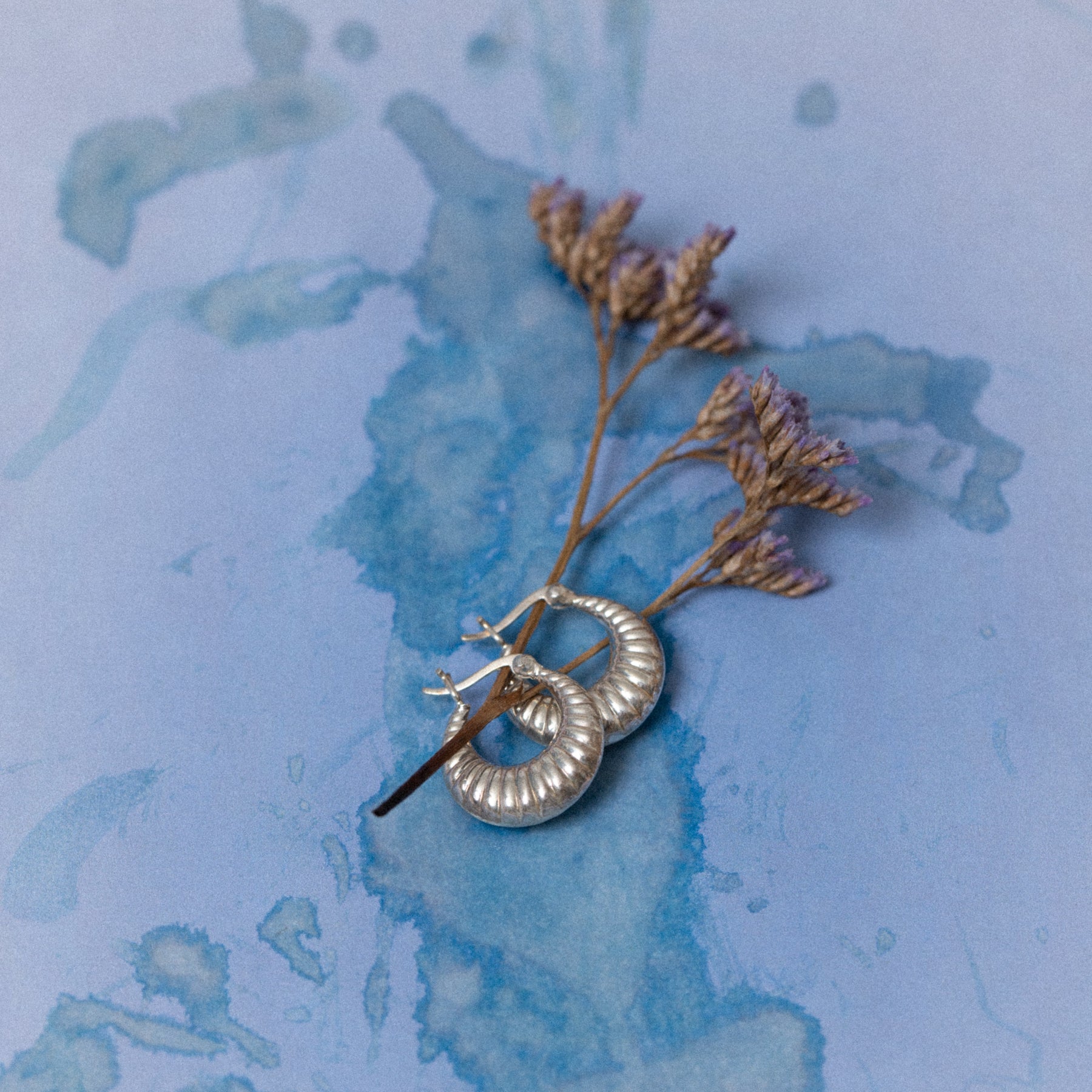 Croissant Waterproof Sterling Silver Hoop Earrings