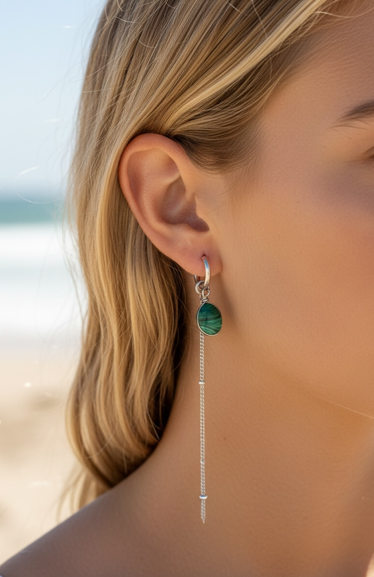 3-in-1 Malachite Waterfall Earrings Handmade Sterling Silver Boho Jewelry – Wavypopoyo