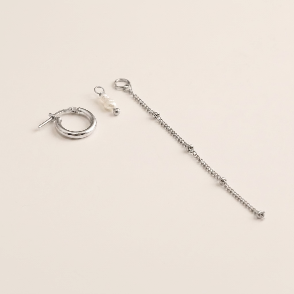 3 in 1 earrings silver pearls
