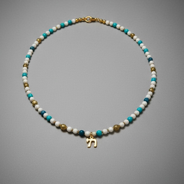 Chai beaded stone necklace men’s unisex 