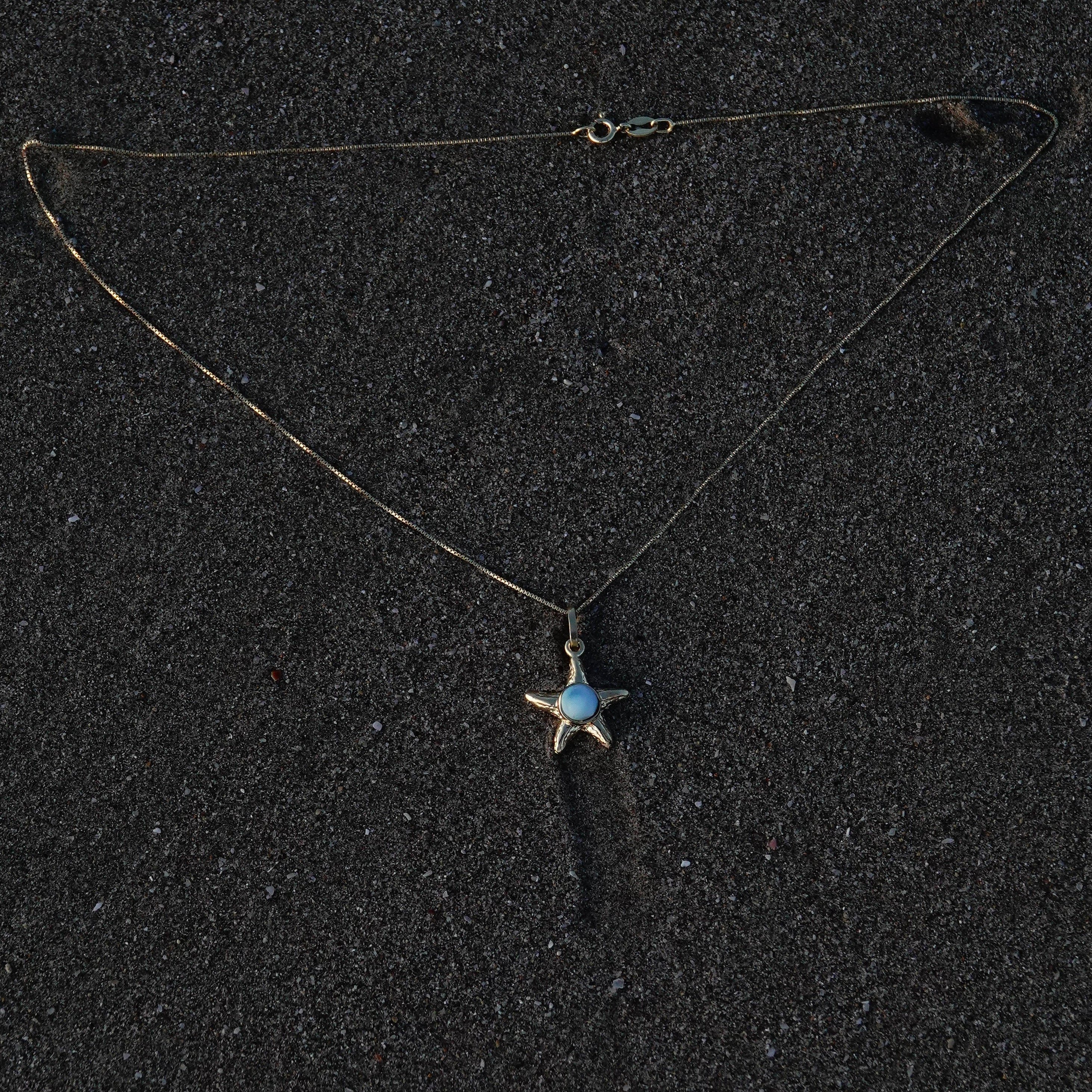 Gold larimar starfish necklace