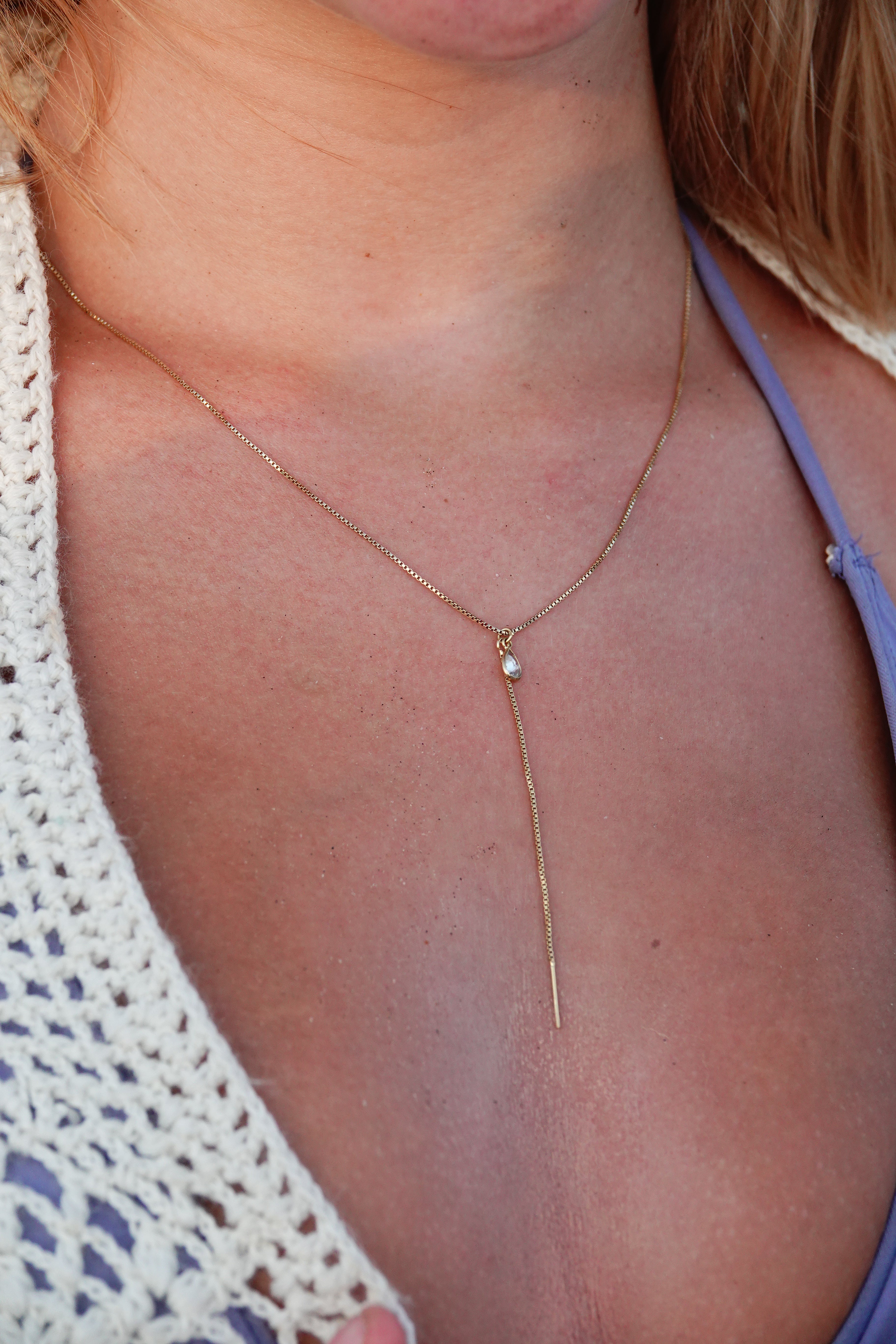 lariat gold waterproof necklace