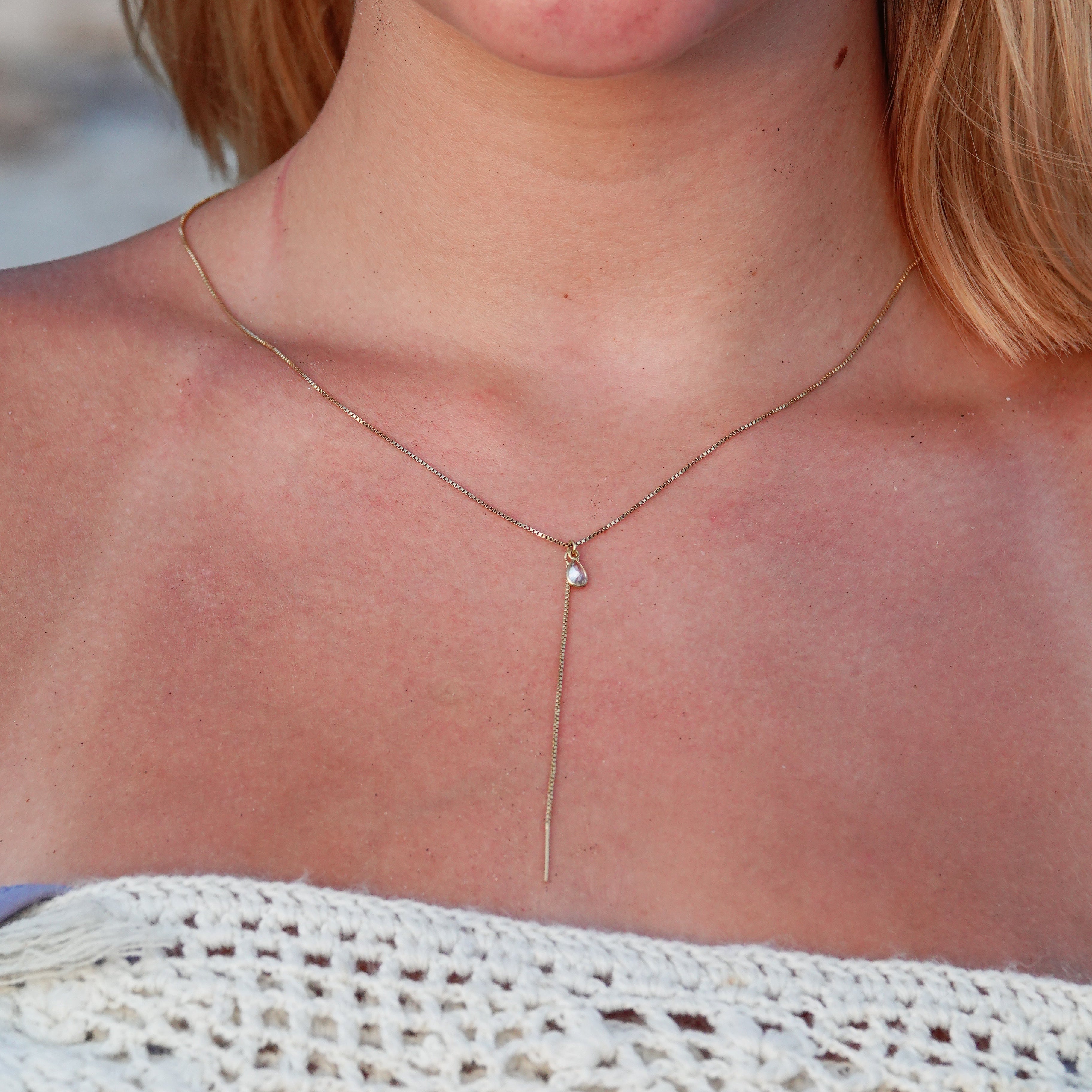 lariat gold waterproof necklace