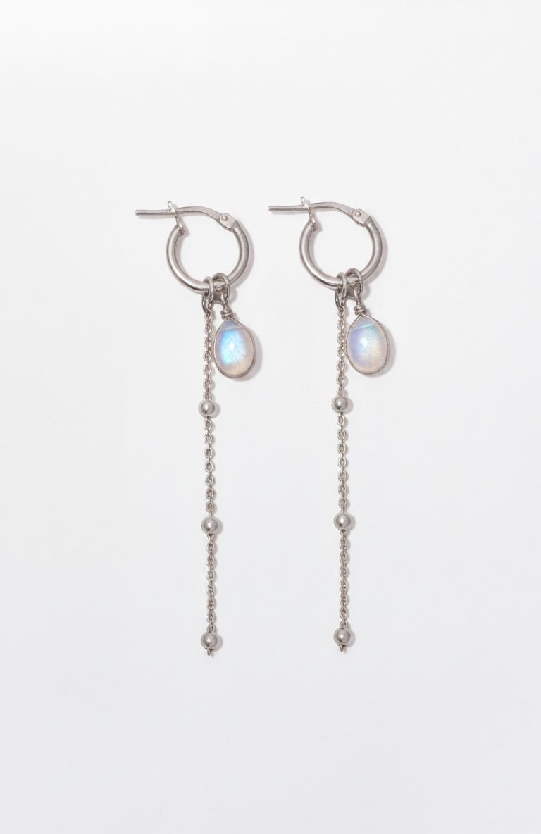 Waterproof Rainbow Moonstone Earrings Handmade 925 Sterling Silver Boho Jewelry – Wavypopoyo