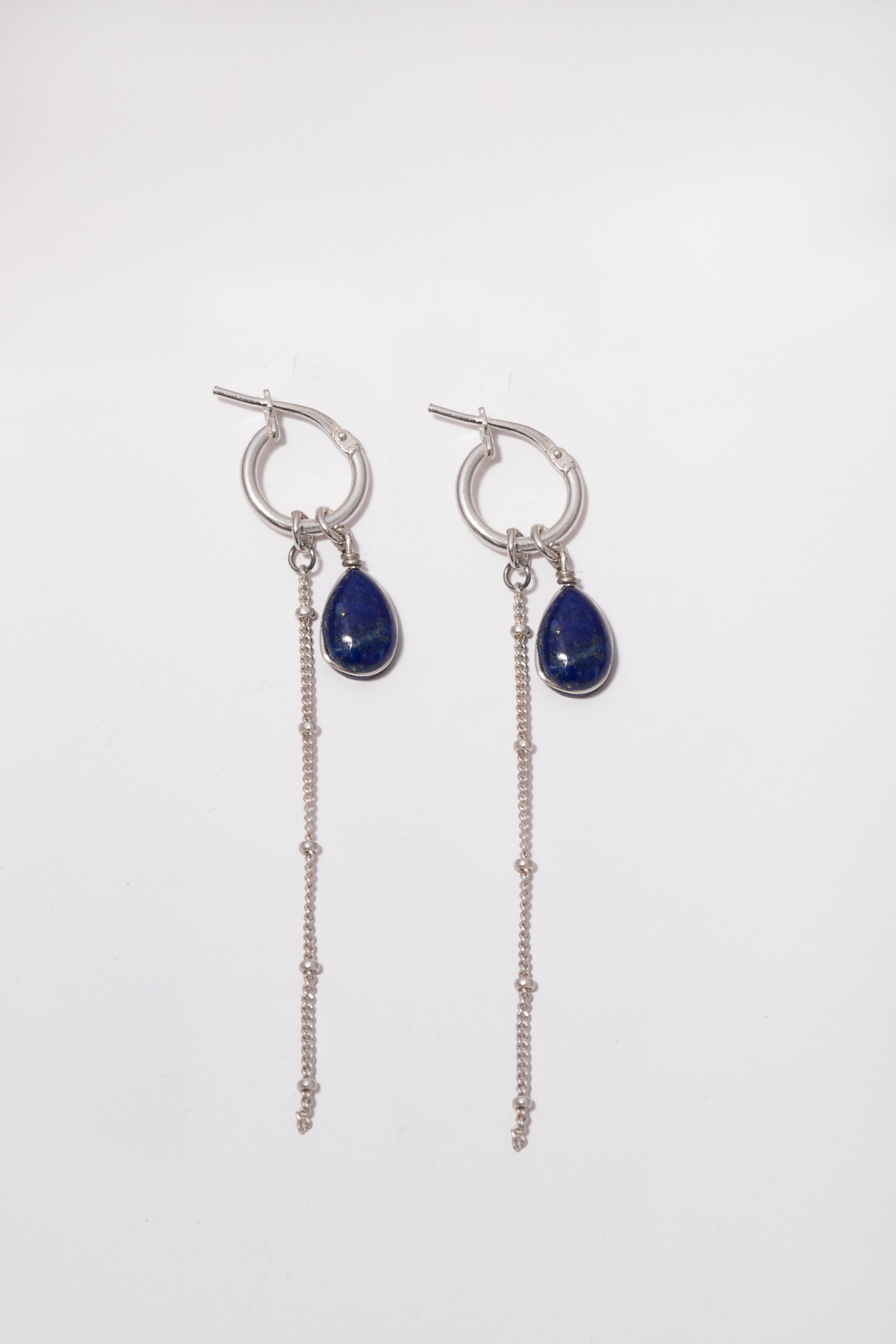 Natural Lapis Lazuli Gemstone Drop Earrings Sterling Silver Royal Blue Wisdom Stone – Wavypopoyo