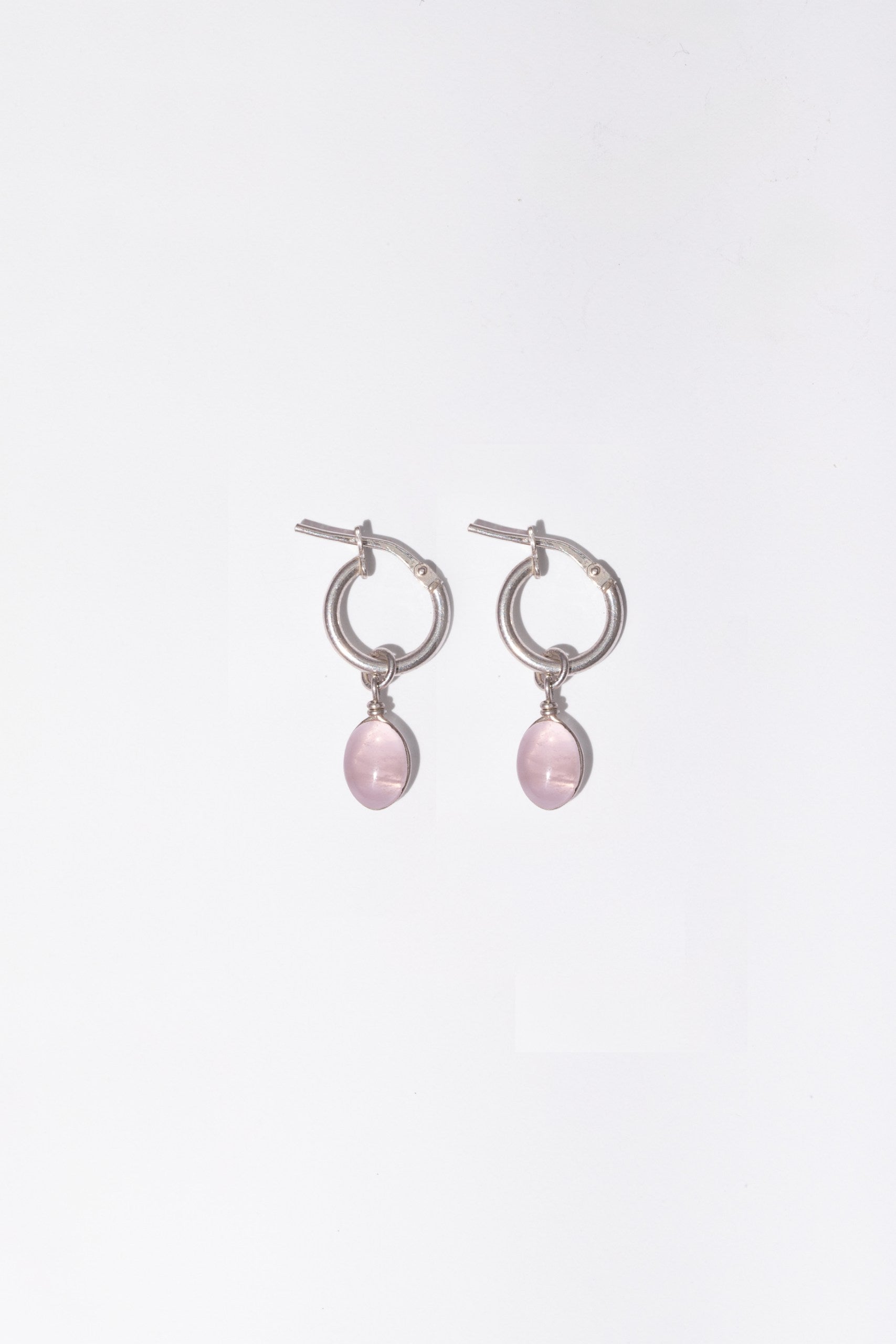 Rose Quartz Waterfall Earrings Handmade 925 Sterling Silver 3-in-1 Hoop Waterproof – Wavypopoyo