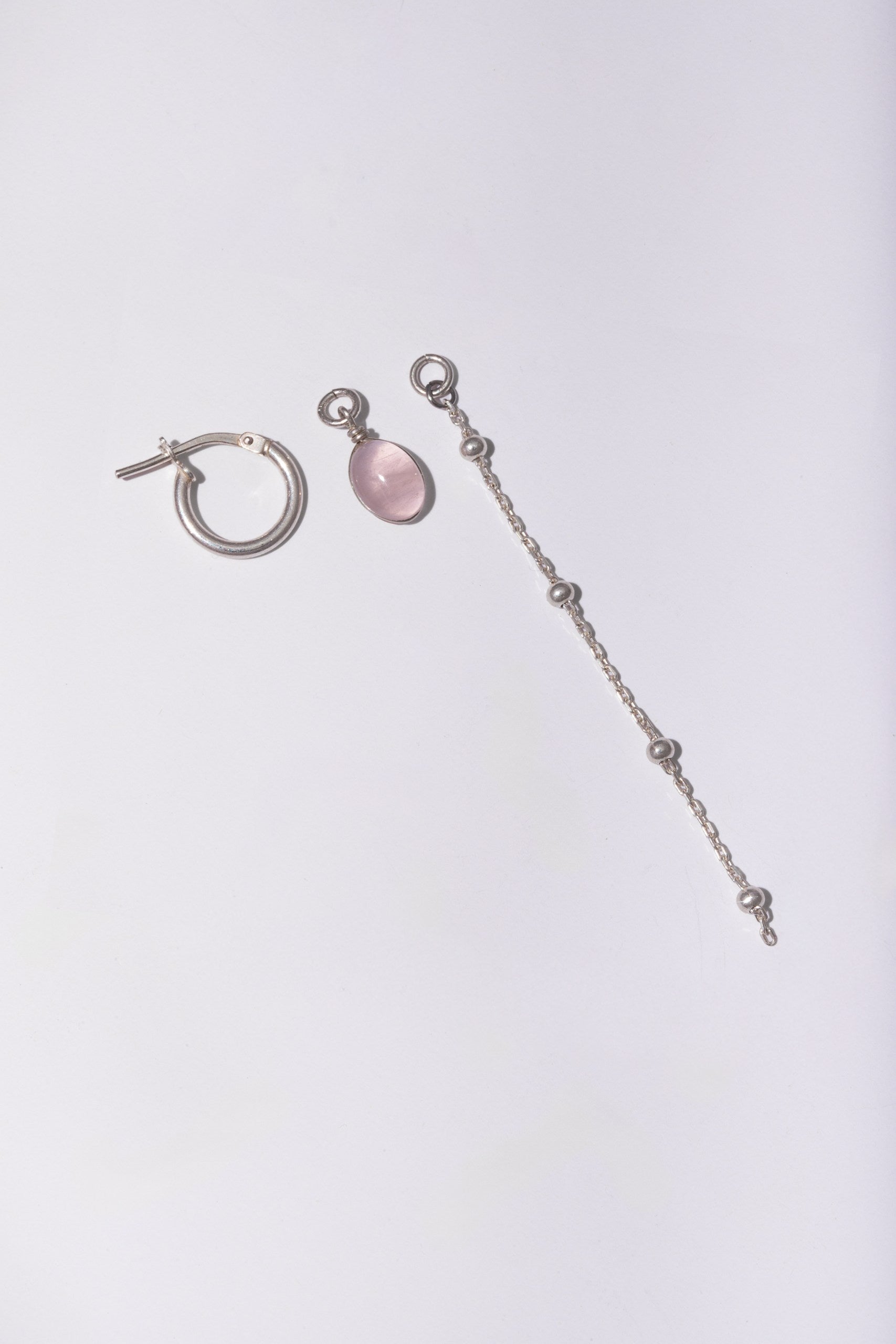 Rose Quartz Waterfall Earrings Handmade 925 Sterling Silver 3-in-1 Hoop Waterproof – Wavypopoyo 
