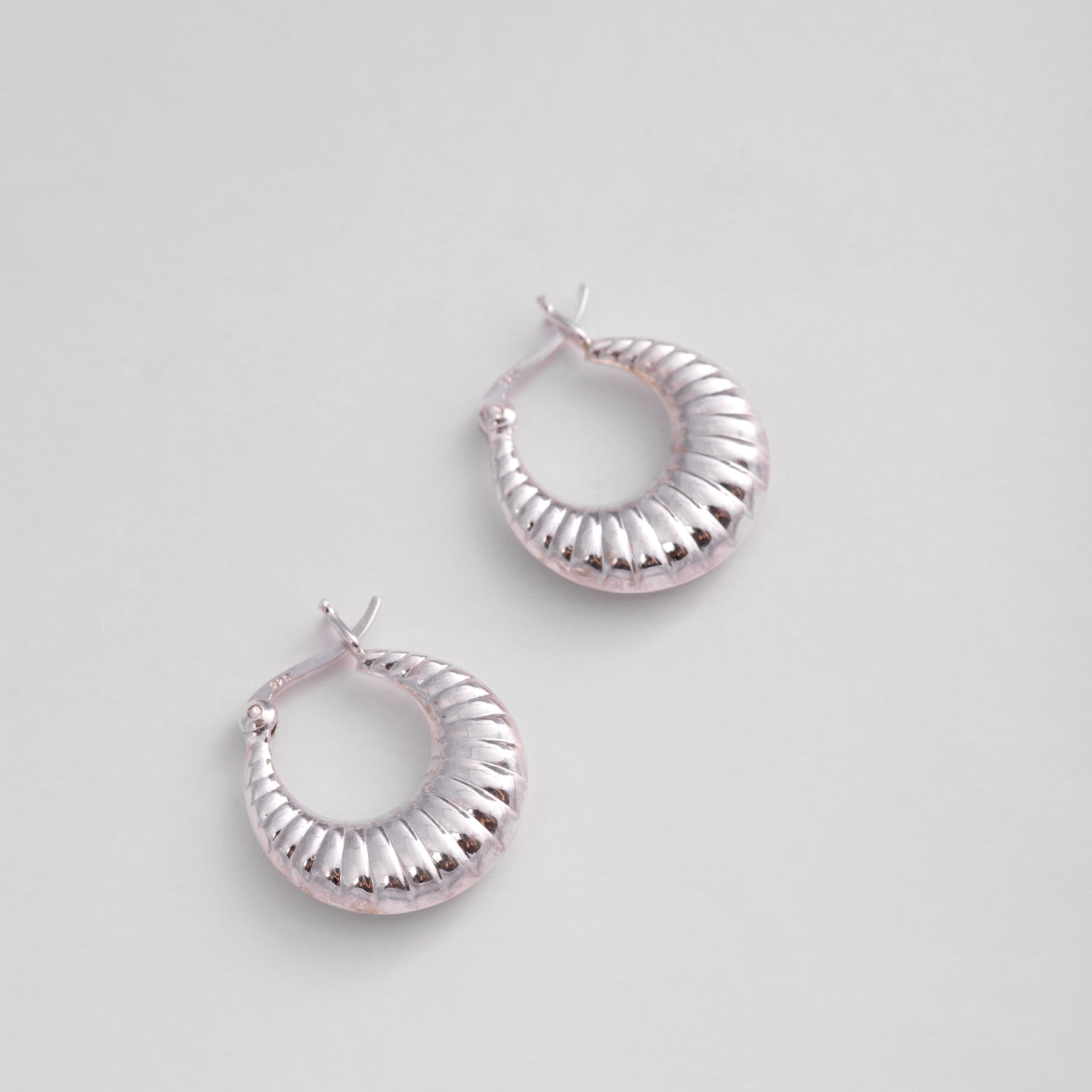 Croissant Waterproof Sterling Silver Hoop Earrings