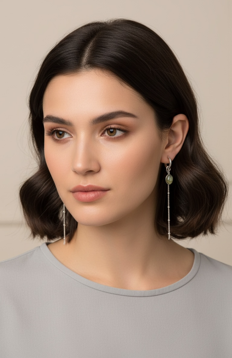 Waterproof 3-in-1 Prehnite Waterfall Earrings Handmade 925 Sterling Silver Boho Jewelry – Wavypopoyo